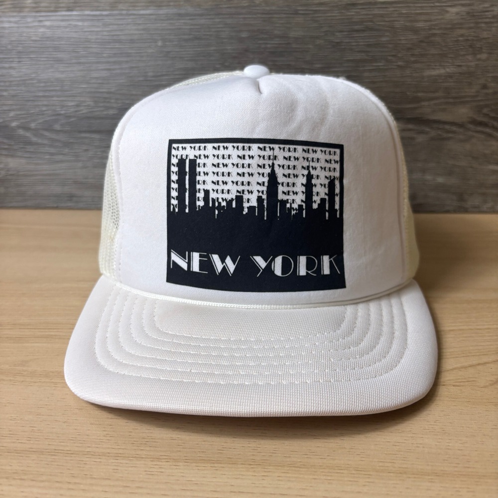 Vintage New York Hat Cap Snap Back White Trucker‎ NYC Adjustable